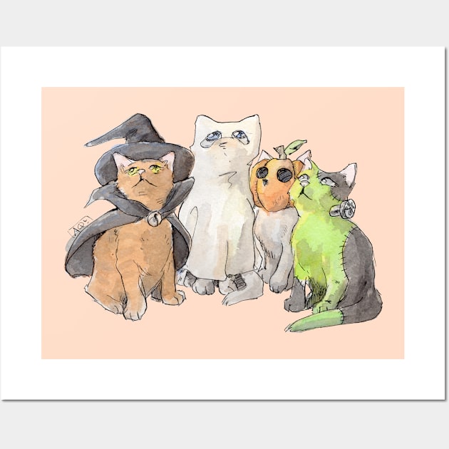 Halloween kitties Wall Art by Aqutalion